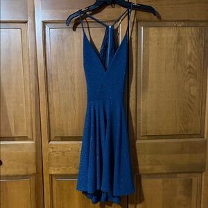 Windsor Navy Sparkle V-Neck Fit & Flare Midi Dress